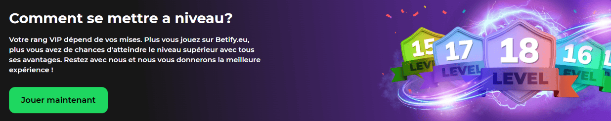 VIP Club en Betify Casino Web Betify pour les Joueurs Français - Profitez de Divers Codes Promo et d'un Programme de Fidélité VIP