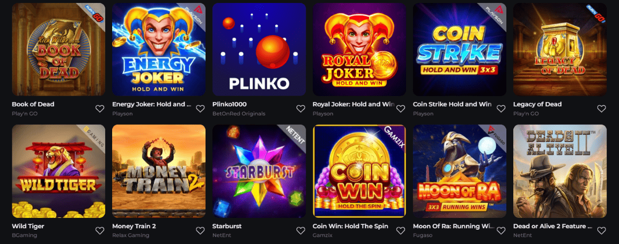 Jeux sur Casino BetOnRed Avis des Meilleurs Jeux au Casino Bet On Red en Ligne 2026