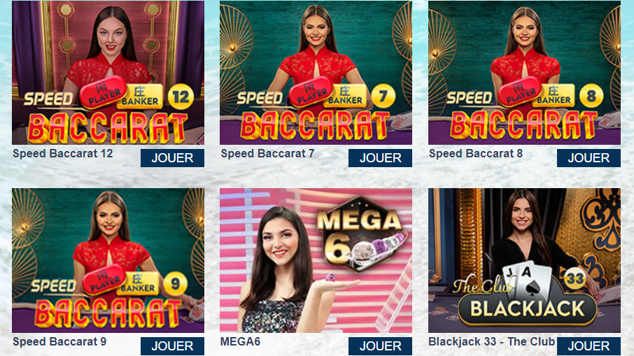 Revue Jeux en Direct proposés CasinoBlu