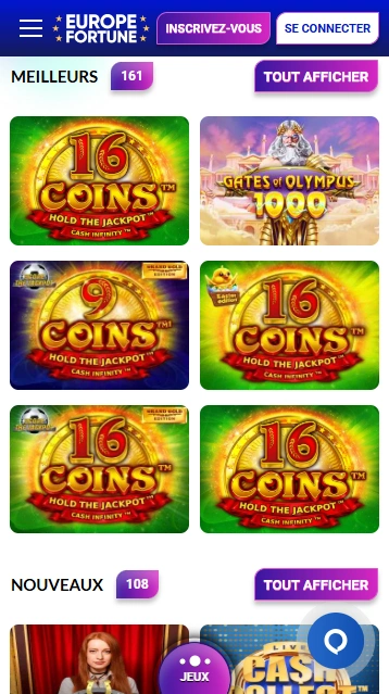 Slots sur EuropeFortune Casino Jouer à les Meilleurs Machines à Sous au Europe Fortune Casino en Ligne pour Gagner !
