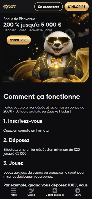 Profitez GoldenPanda 2026 - Emporter Superbe Bonus sans Dépôt pour Jouer