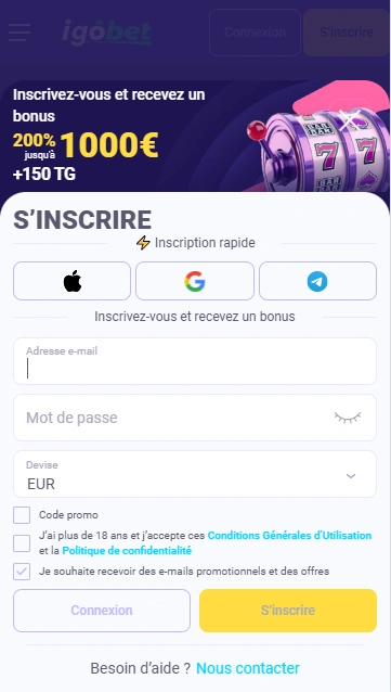 Inscription et Connexion à BetIgo FR pour Gagnants Aujourd’hui