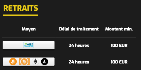 Casino Intense FR retrait de fonds