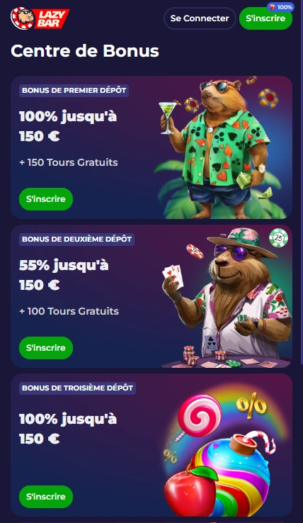 Essayer de Jouer Casino Bar-Lazy Fiable avec Meilleur Bonus sans Dépôt