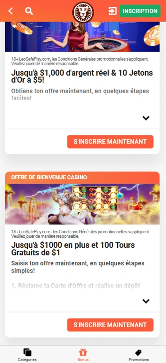 Online Leo Vegas Casino avec Top Bonus sans Dépôt