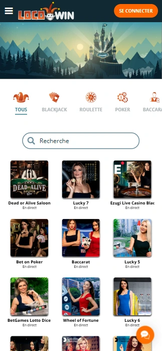 Live Jeux au Casino Loco Win WinLoco FR Presente Superbe Croupier en Direct Jeux pour le Plaisir