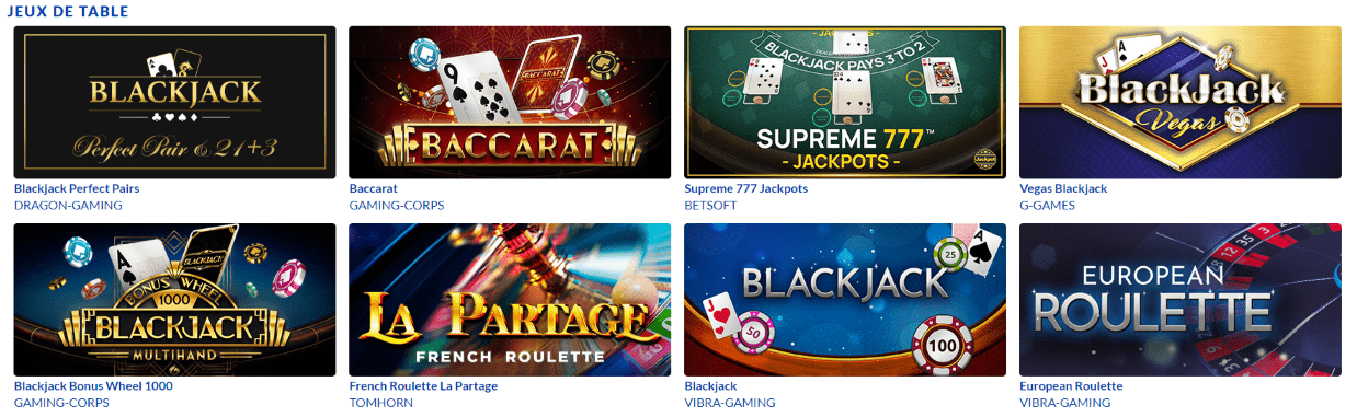 Casino TreasureLucky Jeux de Table en Ligne Français