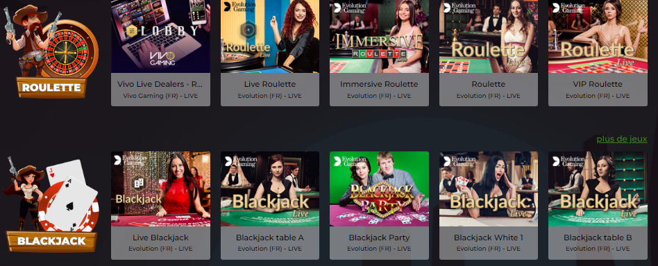 jeux Revue Jeux en Direct proposés Lucky Luke casino en ligne