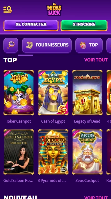 Essayer de Jouer de Top Jeux en Casino Luck Midas pour Gagnants