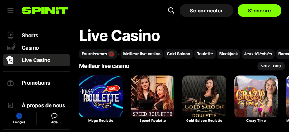 Top Croupier en Direct Jeux au CasinoSpinit FR