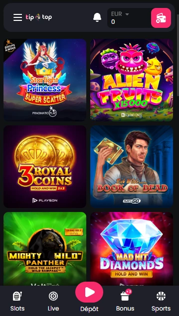 Jeux par Casino TipTop Essayer de Jouer au Online TopTip Casino avec Slots Sérieux