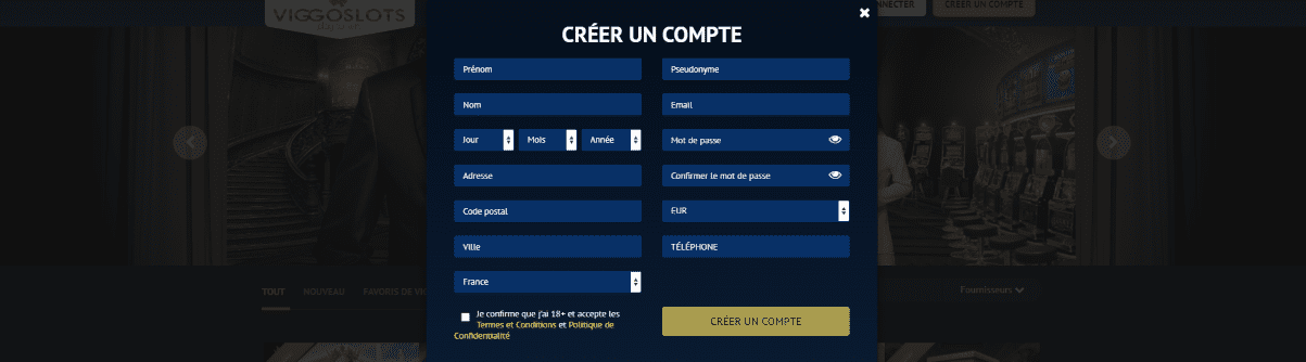 Inscription au ViggoSlots Casino Connexion au Viggo-Slots Casino et Login en France