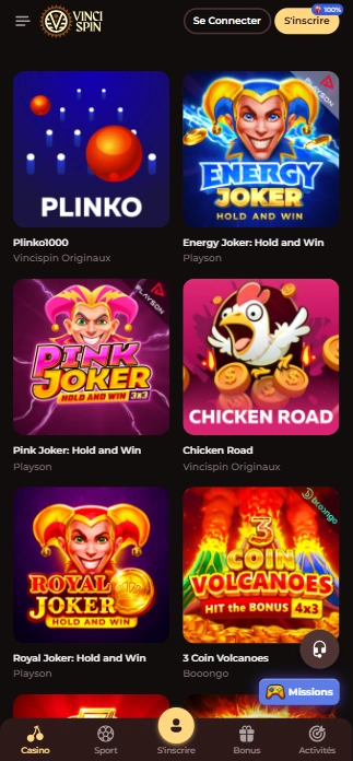 Le Plus Populaire Casino Jeux sur VinciSpin FR