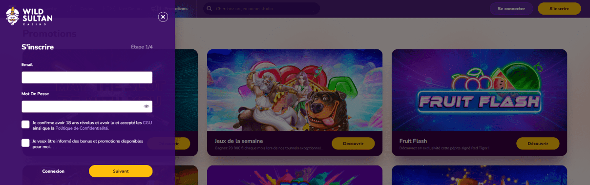 Wild Sultan Casino Français Enregistrer un Nouvel Utilisateur au Net
