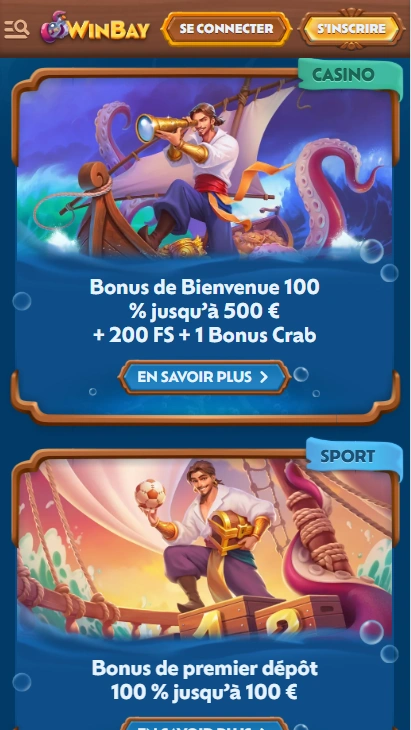 Bonus sur Casino Win-Bay Obtenir Nouveau Bonus sans Dépôt de Bay Win Casino en France
