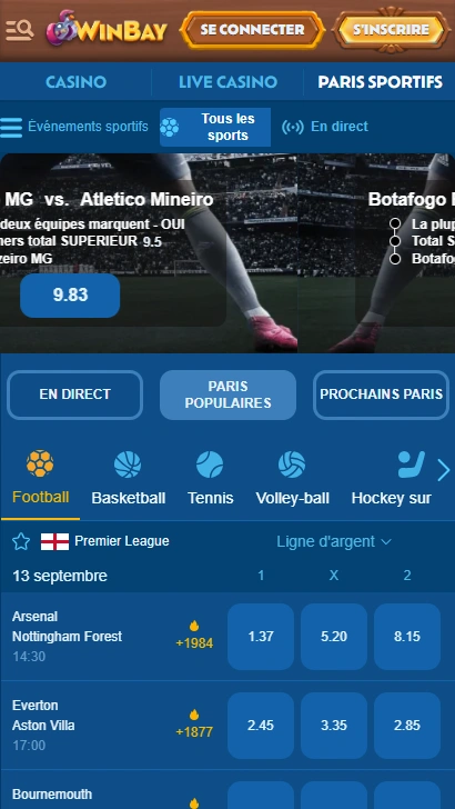 Paris Sportifs sur Casino Win-Bay Vérifié FR WinBayCasino Presente Paris sur les Événements Sportifs Aujourd’hui